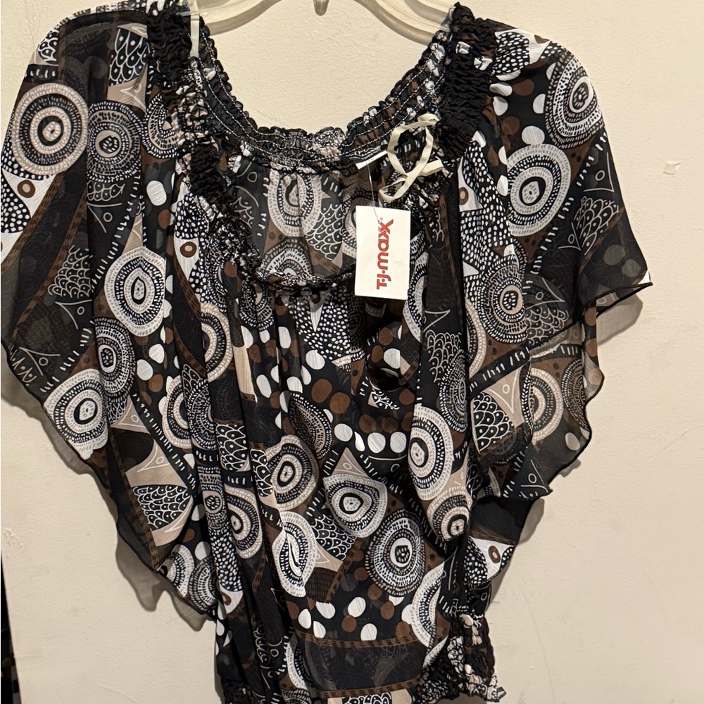 Xoulla Black and White Geometric Women's Blouse